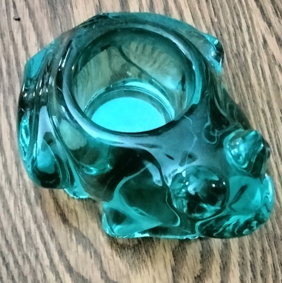 Indiana Glass Green Frog Candle Holder - Picture 2 of 9
